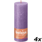 4er-Set Stumpenkerze - Höhe 19 cm - Durchmesser 6,8 cm - Rustik - Blühendes Veilchen