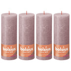 4er-Set Stumpenkerze - Höhe 19 cm - Durchmesser 6,8 cm - Rustik - Eschenrose