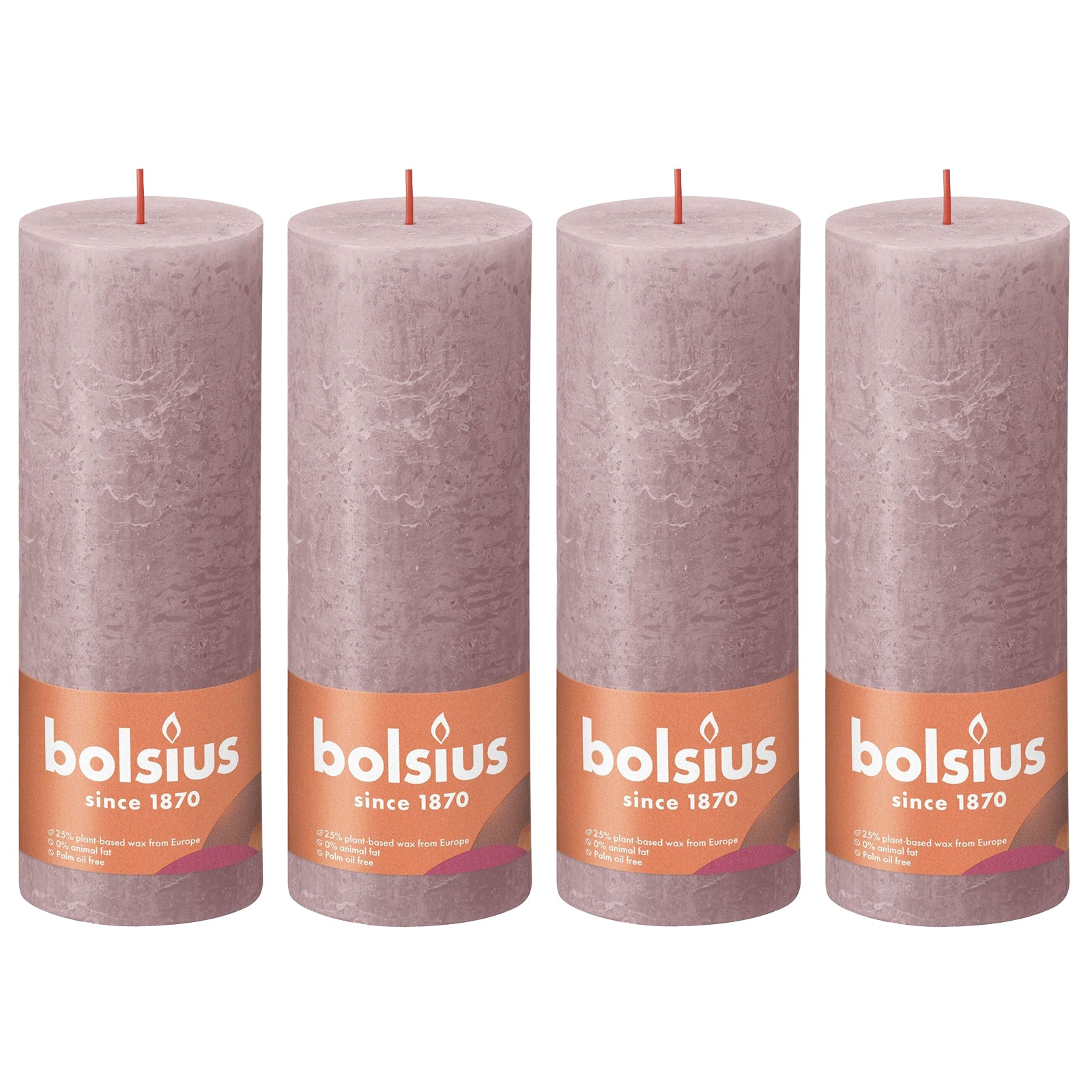 4er-Set Stumpenkerze - Höhe 19 cm - Durchmesser 6,8 cm - Rustik - Eschenrose