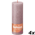 Ensemble de 4 bougies piliers - Hauteur 19 cm - Diamètre 6,8 cm - Style rustique - Rose cendré