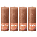 4er-Set Stumpenkerze - Höhe 19 cm - Durchmesser 6,8 cm - Rustik - Rostiges Rosa