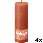 4er-Set Stumpenkerze - Höhe 19 cm - Durchmesser 6,8 cm - Rustik - Herbstliches Orange