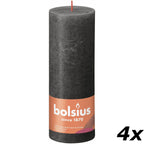 4er-Set Stumpenkerze - Höhe 19 cm - Durchmesser 6,8 cm - Rustik - Stürmisches Grau