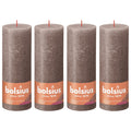 Ensemble de 4 bougies piliers - Hauteur 19 cm - Diamètre 6,8 cm - Style rustique - Taupe rustique