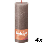 4er-Set Stumpenkerze - Höhe 19 cm - Durchmesser 6,8 cm - Rustik - Rustikales Taupe