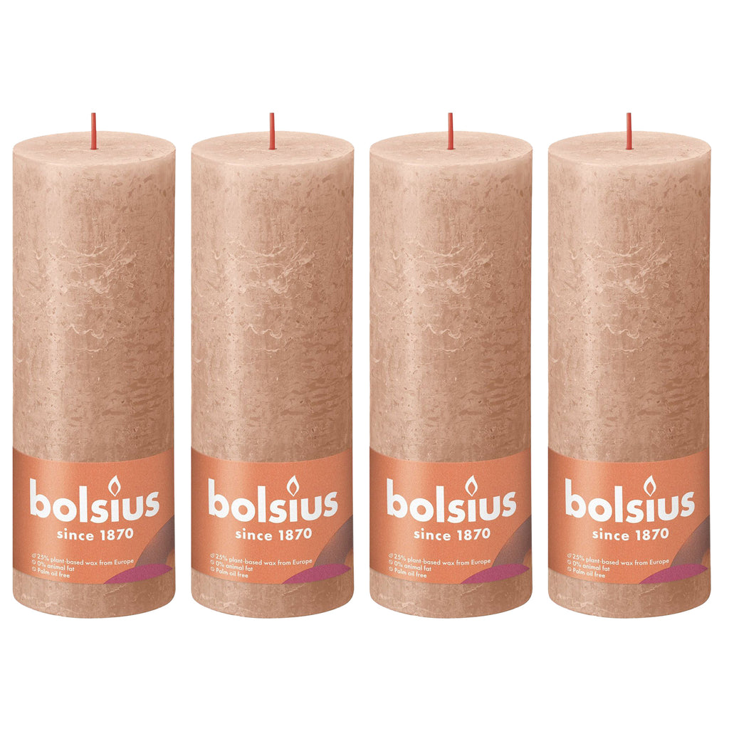 Set of 4 pillar candles - Height 19 cm - Diameter 6.8 cm - Rustic - Creamy Caramel