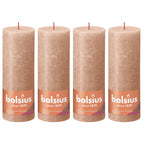Set of 4 pillar candles - Height 19 cm - Diameter 6.8 cm - Rustic - Creamy Caramel