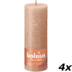 Set of 4 pillar candles - Height 19 cm - Diameter 6.8 cm - Rustic - Creamy Caramel