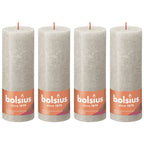 4er-Set Stumpenkerze - Höhe 19 cm - Durchmesser 6,8 cm - Rustik - Sandgrau