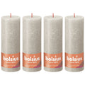 Lot de 4 bougies piliers - Hauteur 19 cm - Diamètre 6,8 cm - Style rustique - Gris sable