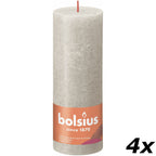 4er-Set Stumpenkerze - Höhe 19 cm - Durchmesser 6,8 cm - Rustik - Sandgrau