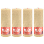 4er-Set  Stumpenkerze - Höhe 19 cm - Durchmesser 6,8 cm - Rustik - Haferbeige