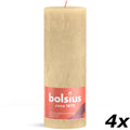 Set of 4 pillar candles - Height 19 cm - Diameter 6.8 cm - Rustic - Oat beige