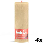 Set of 4 pillar candles - Height 19 cm - Diameter 6.8 cm - Rustic - Oat beige