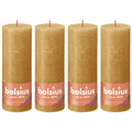 Lot de 4 bougies piliers - Hauteur 19 cm - Diamètre 6,8 cm - Style rustique - Jaune miel