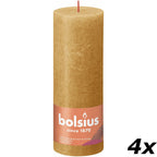 4er-Set Stumpenkerze - Höhe 19 cm - Durchmesser 6,8 cm - Rustik - Honigwabengelb