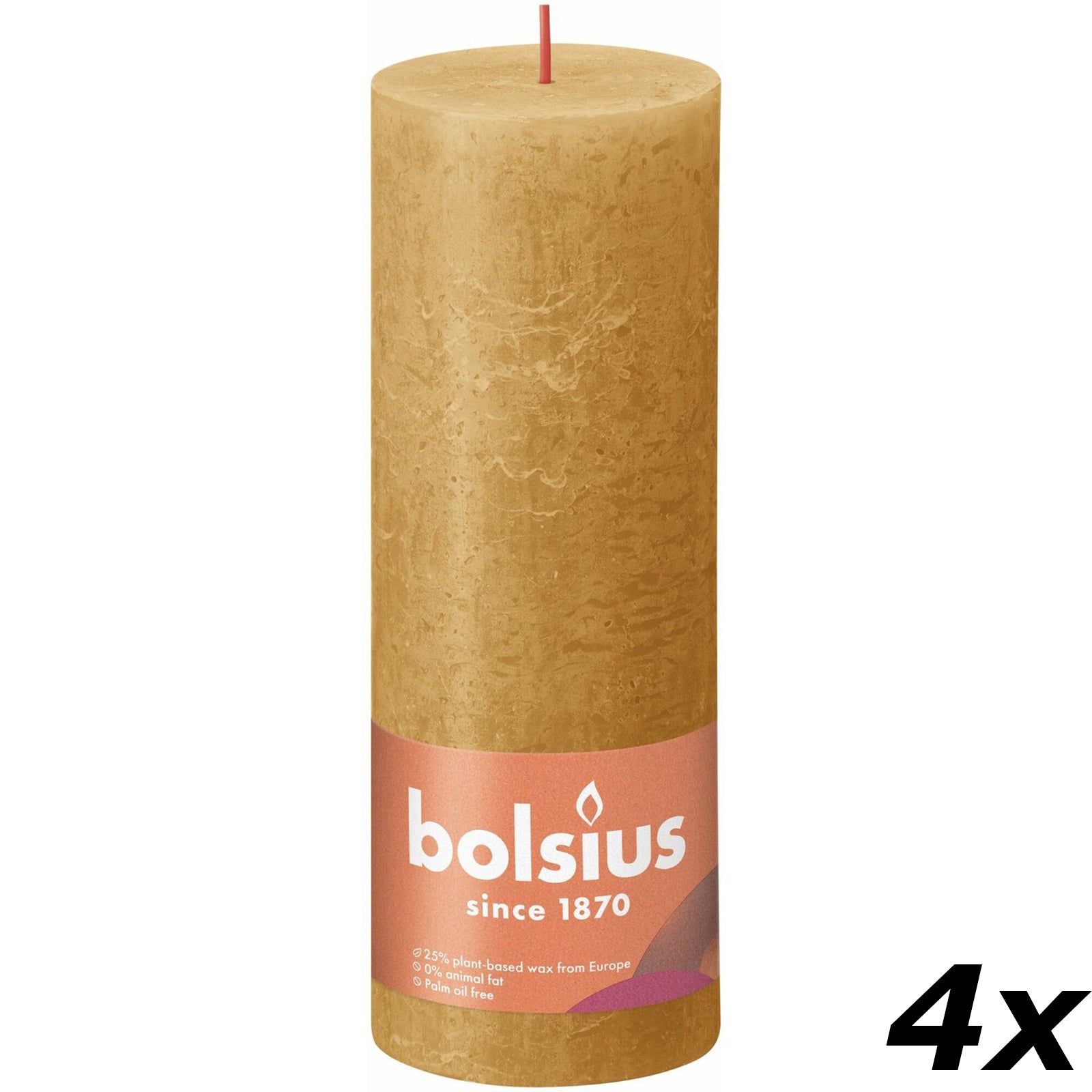 4er-Set Stumpenkerze - Höhe 19 cm - Durchmesser 6,8 cm - Rustik - Honigwabengelb