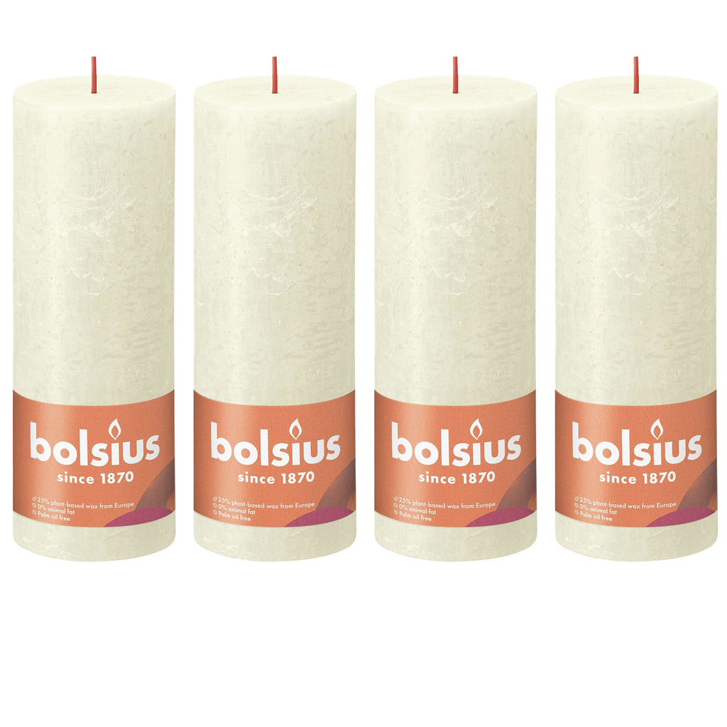 4er-Set Stumpenkerze - Höhe 19 cm - Durchmesser 6,8 cm - Rustik - Weiche Perle