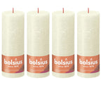 4er-Set Stumpenkerze - Höhe 19 cm - Durchmesser 6,8 cm - Rustik - Weiche Perle