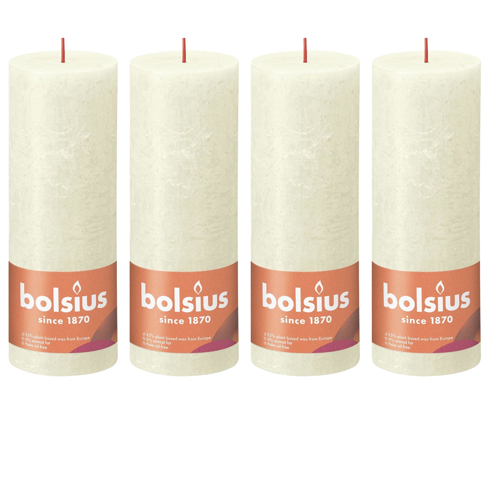 4er-Set Stumpenkerze - Höhe 19 cm - Durchmesser 6,8 cm - Rustik - Weiche Perle