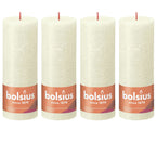 4er-Set Stumpenkerze - Höhe 19 cm - Durchmesser 6,8 cm - Rustik - Weiche Perle