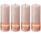 Set of 4 pillar candles - Height 19 cm - Diameter 6.8 cm - Rustic - Misty Pink