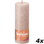 4er-Set Stumpenkerze - Höhe 19 cm - Durchmesser 6,8 cm - Rustik - Nebliges Rosa