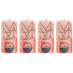 4er-Set Stumpenkerze - Höhe 13 cm - Durchmesser 6,8 cm - Rustik Print - Nebliges Rosa - Baum