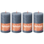 4er-Set Stumpenkerze - Höhe 13 cm - Durchmesser 6,8 cm - Rustik - Hortensienblau