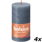 4er-Set Stumpenkerze - Höhe 13 cm - Durchmesser 6,8 cm - Rustik - Hortensienblau