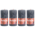 4er-Set Stumpenkerze - Höhe 13 cm - Durchmesser 6,8 cm - Rustik - Schieferblau