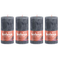 Lot de 4 bougies piliers - Hauteur 13 cm - Diamètre 6,8 cm - Style rustique - Bleu ardoise