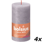 4er-Set Stumpenkerze - Höhe 13 cm - Durchmesser 6,8 cm - Rustik - Gefrorener Lavendel