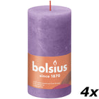 4er-Set Stumpenkerze - Höhe 13 cm - Durchmesser 6,8 cm - Rustik - Blühendes Veilchen