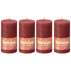 4er-Set Stumpenkerze - Höhe 13 cm - Durchmesser 6,8 cm - Rustik - Zartes Rot