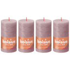 4er-Set Stumpenkerze - Höhe 13 cm - Durchmesser 6,8 cm - Rustik - Eschenrose