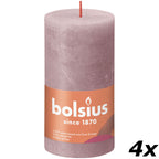 4er-Set Stumpenkerze - Höhe 13 cm - Durchmesser 6,8 cm - Rustik - Eschenrose