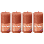 4er-Set Stumpenkerze - Höhe 13 cm - Durchmesser 6,8 cm - Rustik - Herbstliches Orange