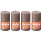 Set of 4 pillar candles - Height 13 cm - Diameter 6.8 cm - Rustic - Rustic Taupe
