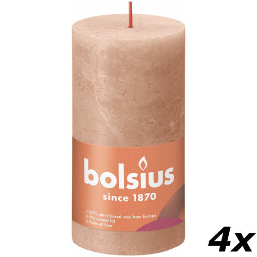 Set of 4 pillar candles - Height 13 cm - Diameter 6.8 cm - Rustic - Creamy caramel