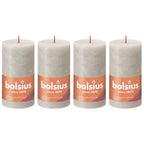 4er-Set Stumpenkerze - Höhe 13 cm - Durchmesser 6,8 cm - Rustik - Sandgrau