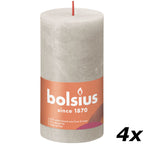 4er-Set Stumpenkerze - Höhe 13 cm - Durchmesser 6,8 cm - Rustik - Sandgrau