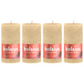 Lot de 4 bougies piliers - Hauteur 13 cm - Diamètre 6,8 cm - Style rustique - Beige avoine