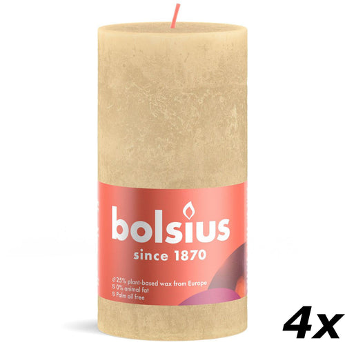 Set of 4 pillar candles - Height 13 cm - Diameter 6.8 cm - Rustic - Oat beige