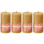 4er-Set Stumpenkerze - Höhe 13 cm - Durchmesser 6,8 cm - Rustik - Honigwabengelb