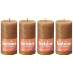 4er-Set Stumpenkerze - Höhe 13 cm - Durchmesser 6,8 cm - Rustik - Gewürzbraun