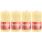 4er-Set Stumpenkerze - Höhe 13 cm - Durchmesser 6,8 cm - Rustik - zartes Gelb