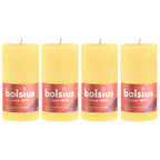 4er-Set Stumpenkerze - Höhe 13 cm - Durchmesser 6,8 cm - Rustik - Sonnengelb