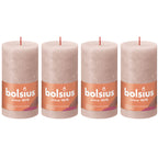 4er-Set Stumpenkerze - Höhe 13 cm - Durchmesser 6,8 cm - Rustik - Nebliges Rosa