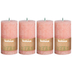 4er-Set Stumpenkerze - Höhe 13 cm - Durchmesser 6,8 cm - Rustik - Erde